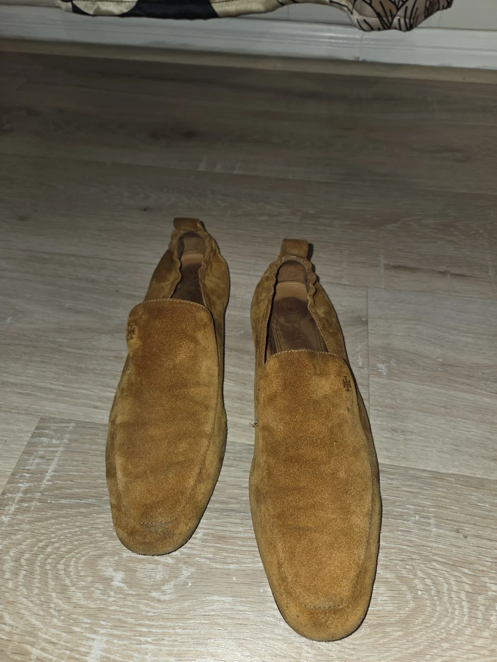 Tory Burch Kira 20 Elastic Womens Loafer Suede Leather Camel Tan Sz 9.5-10